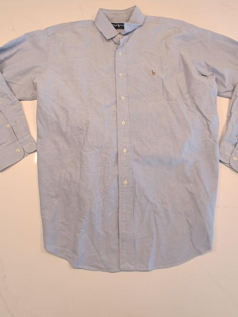 Ralph Lauren Sz L Blake Mens Large Shirt Button Down Blue Cotton Casual Logo